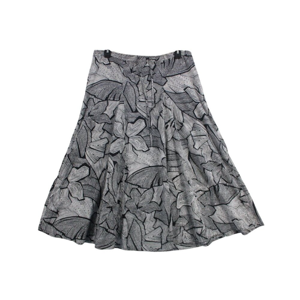 Jaclyn Smith Black & White‎ Floral BOHO A-Line Skirt 100% Cotton Womens S